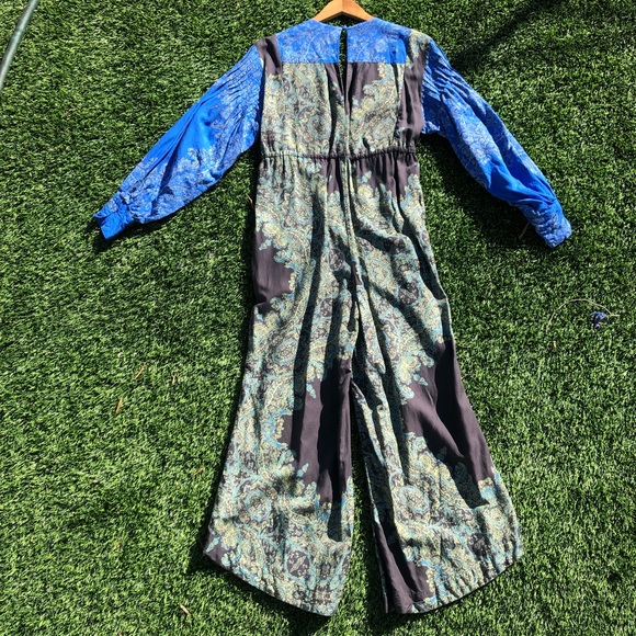 Free People blooming fields blue green jumpsuit - Picture 6 of 10